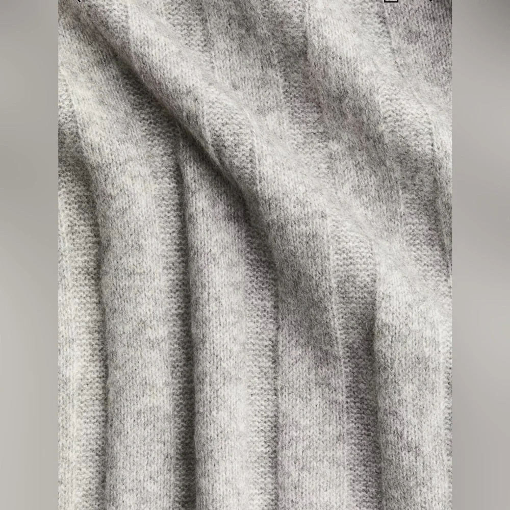 H&M Women’s Wool Blend Ribbed Mock Neck Sweater Gray Size XXL Oversized Cozy - Picture 2 of 6